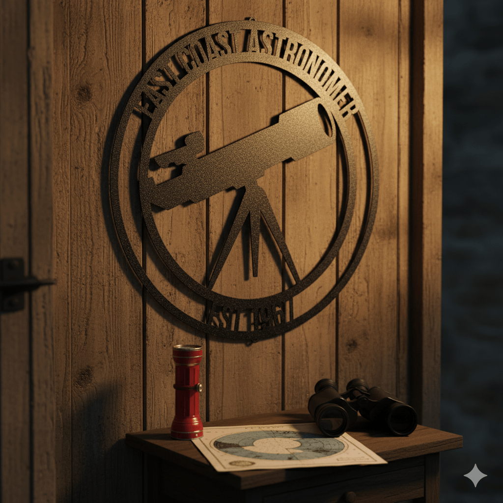 Personalized Astronomy Metal Sign – Custom Telescope Wall Art for Stargazers