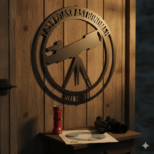 Personalized Astronomy Metal Sign – Custom Telescope Wall Art for Stargazers