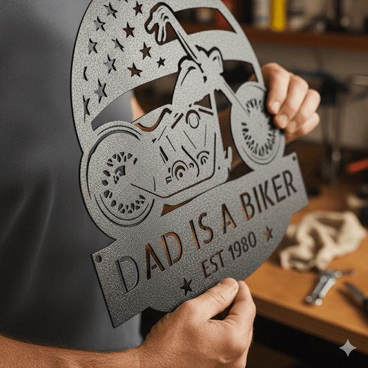 Personalized Biker Dad Metal Sign – Custom Motorcycle Garage Wall Art