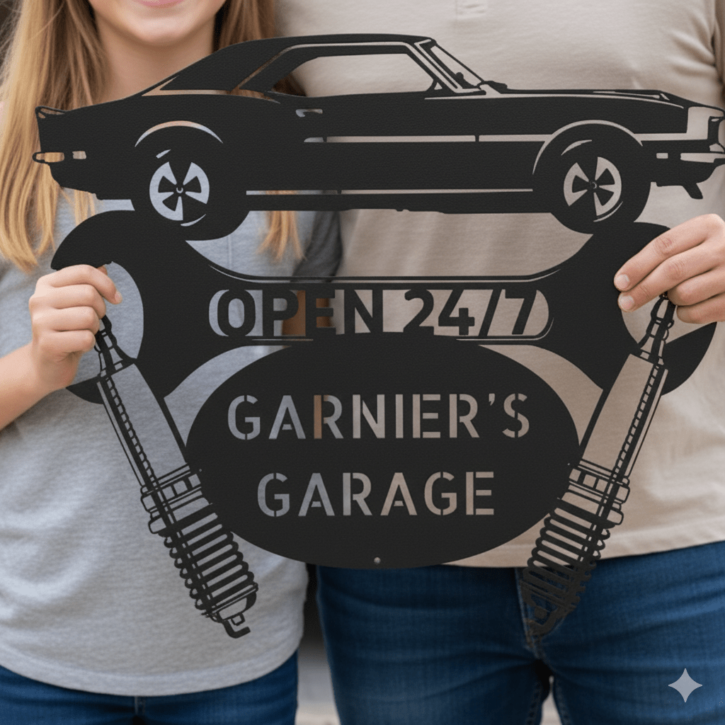 Personalized Camaro 1967 Garage Sign | Custom Car Metal Wall Art – Classic Muscle Car Gift for Dad or Garage Owners