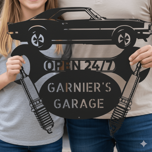 Personalized Camaro 1967 Garage Sign | Custom Car Metal Wall Art – Classic Muscle Car Gift for Dad or Garage Owners