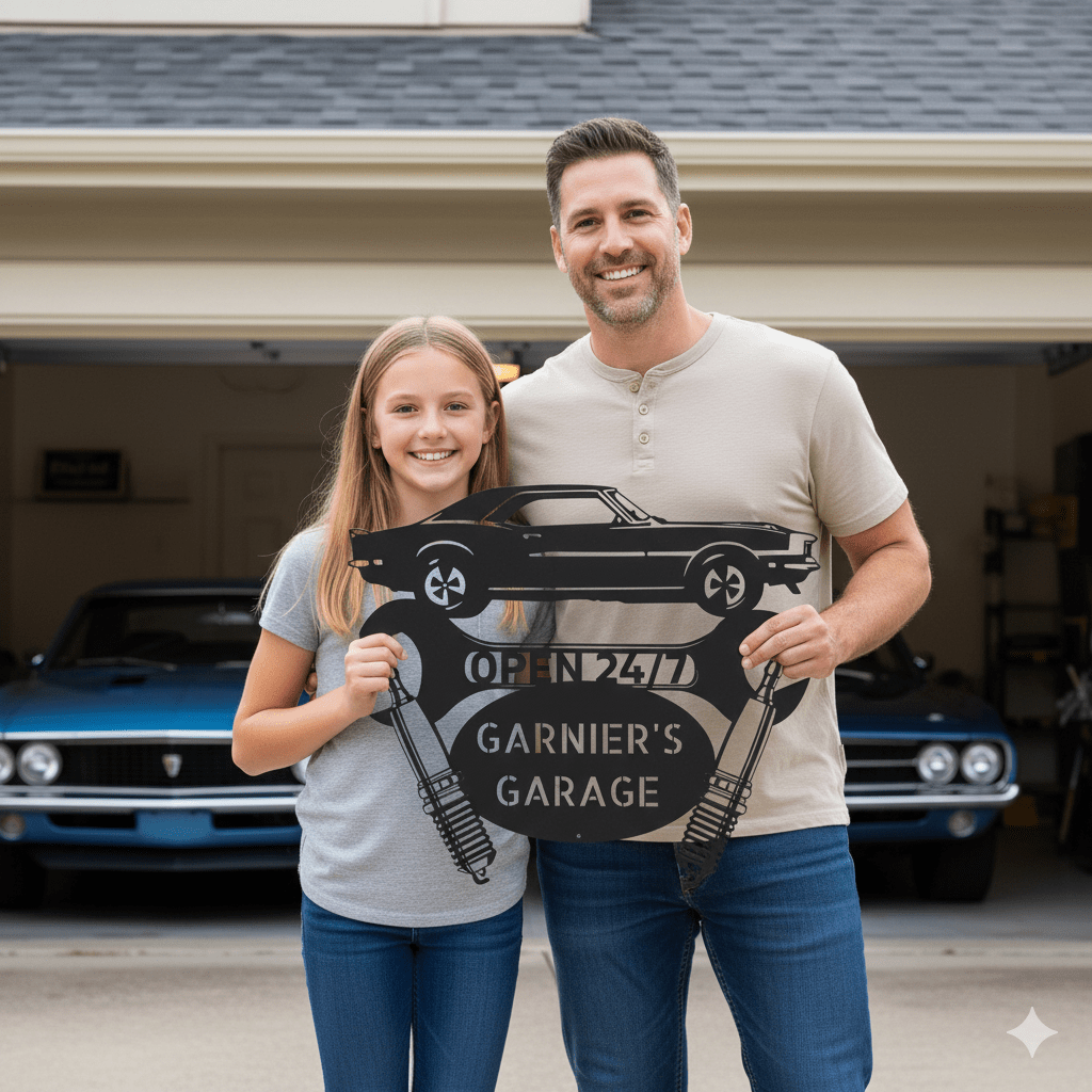Personalized Camaro 1967 Garage Sign | Custom Car Metal Wall Art – Classic Muscle Car Gift for Dad or Garage Owners