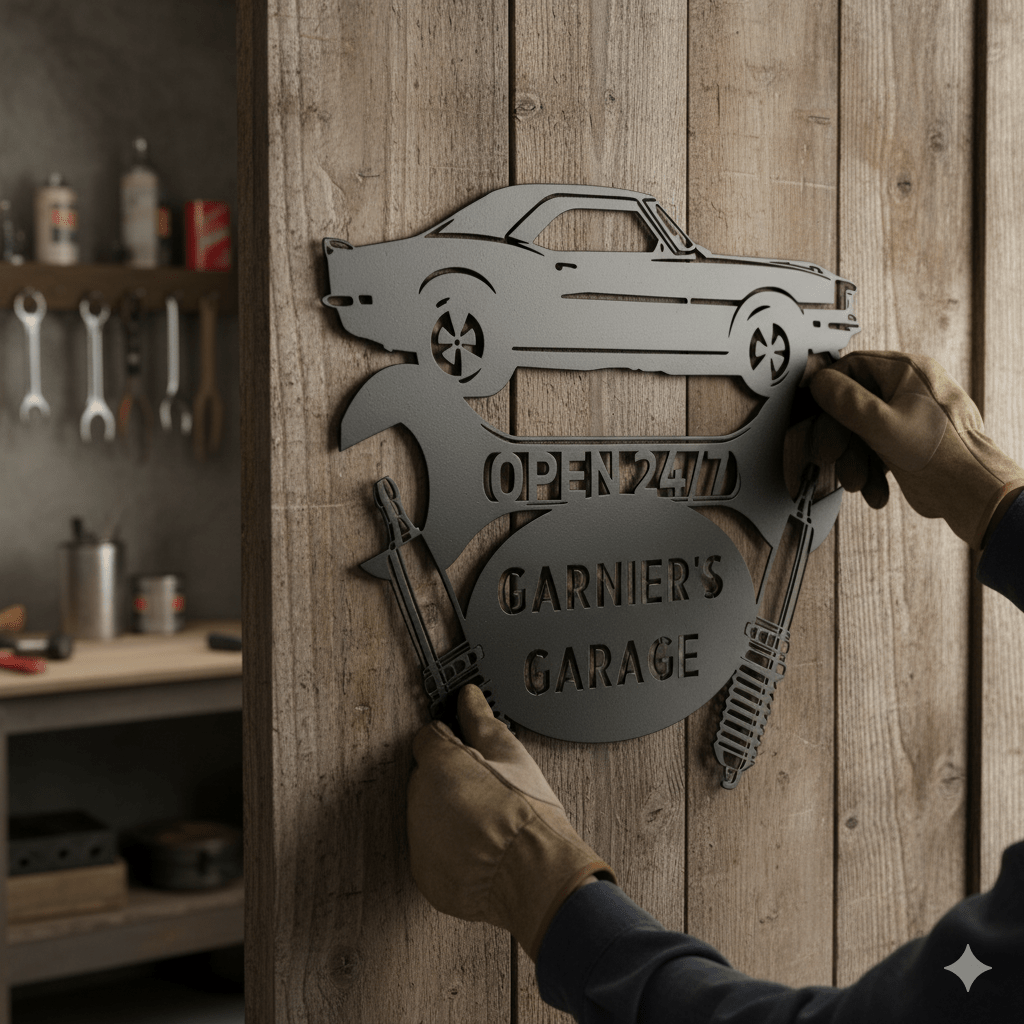 Personalized Camaro 1967 Garage Sign | Custom Car Metal Wall Art – Classic Muscle Car Gift for Dad or Garage Owners