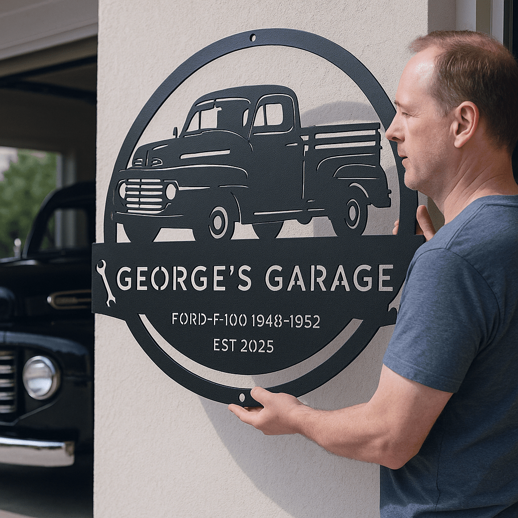 Personalized Ford F-100 Garage Sign – Custom Gift for Him
