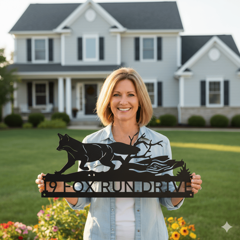 Personalized Fox Family Name Metal Sign – Custom Last Name Outdoor & Indoor Wall Art