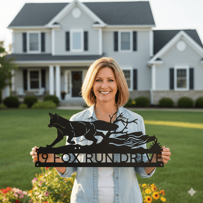 Personalized Fox Family Name Metal Sign – Custom Last Name Outdoor & Indoor Wall Art
