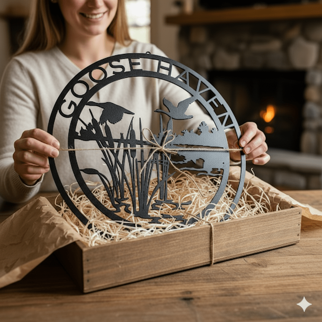 Personalized Goose Haven Metal Sign | Custom Cabin, Lodge, or Lake House Wall Art – Wildlife Outdoor Decor