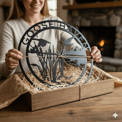 Personalized Goose Haven Metal Sign | Custom Cabin, Lodge, or Lake House Wall Art – Wildlife Outdoor Decor