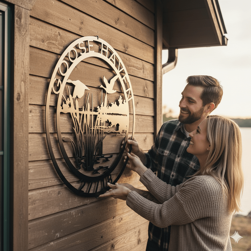 Personalized Goose Haven Metal Sign | Custom Cabin, Lodge, or Lake House Wall Art – Wildlife Outdoor Decor