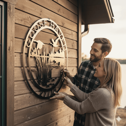 Personalized Goose Haven Metal Sign | Custom Cabin, Lodge, or Lake House Wall Art – Wildlife Outdoor Decor