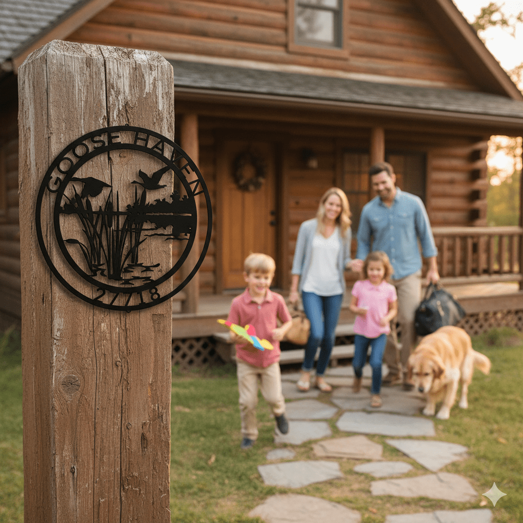 Personalized Goose Haven Metal Sign | Custom Cabin, Lodge, or Lake House Wall Art – Wildlife Outdoor Decor