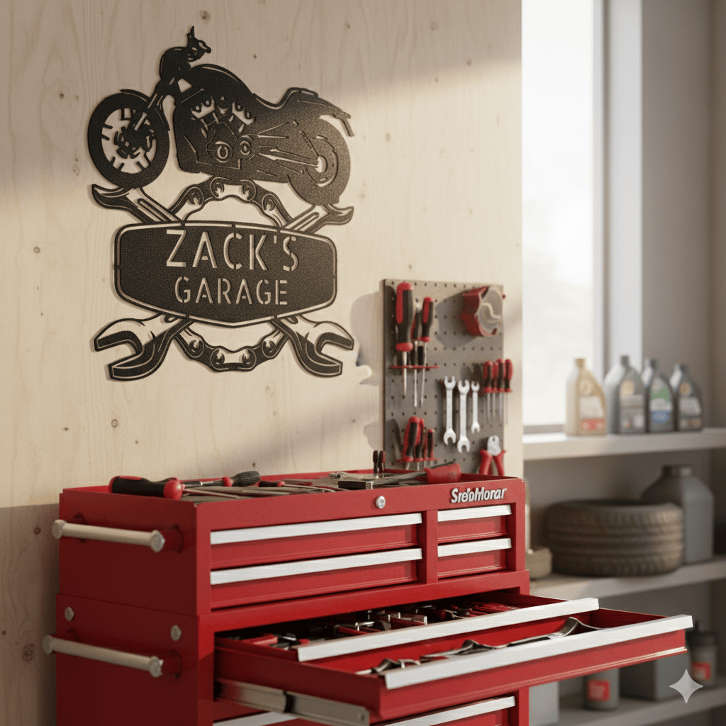 Personalized Harley-Davidson Style Steel Sign – Custom Garage Wall Art for Bike Lovers
