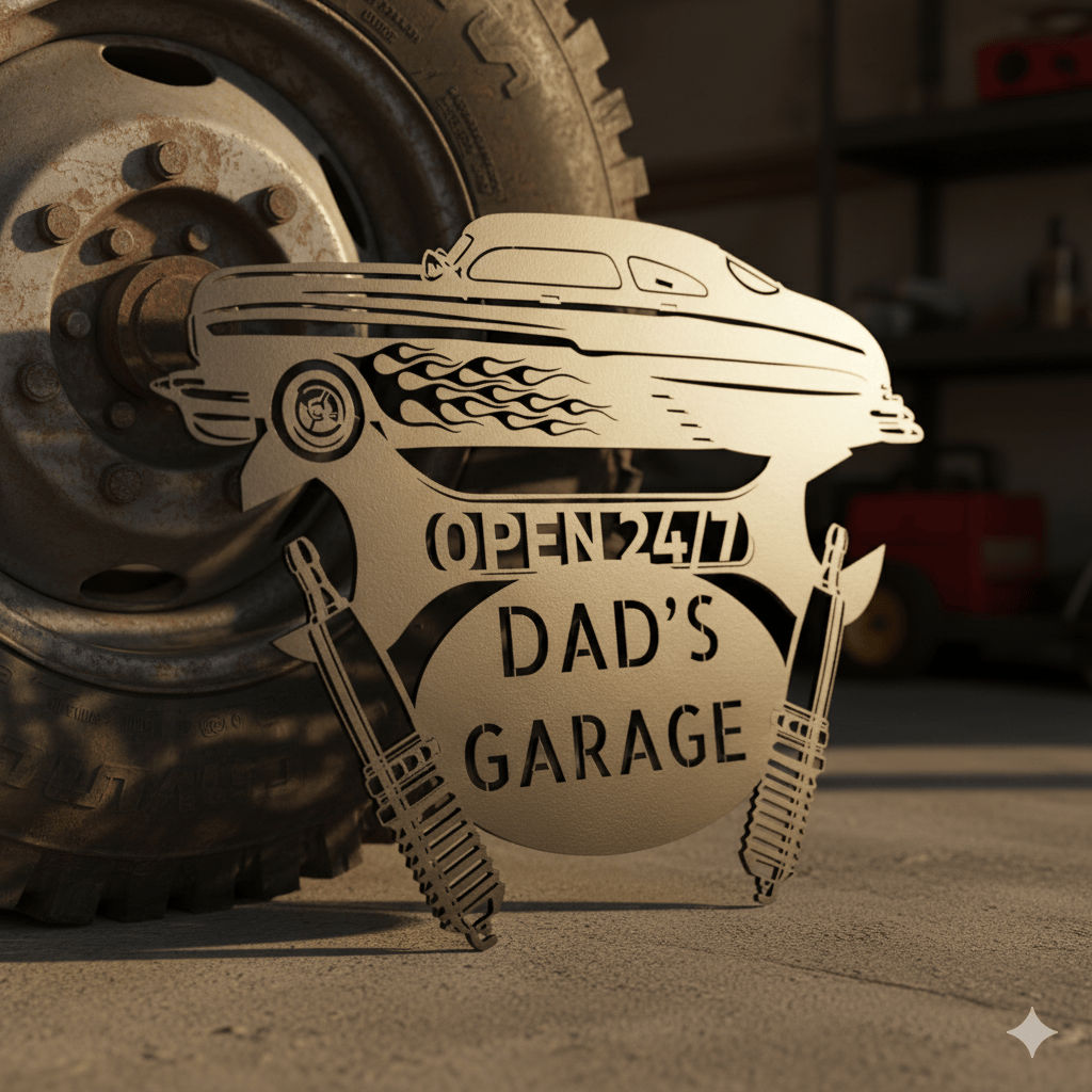 Personalized Hot Rod Garage Sign | Custom METAL Workshop Wall Art