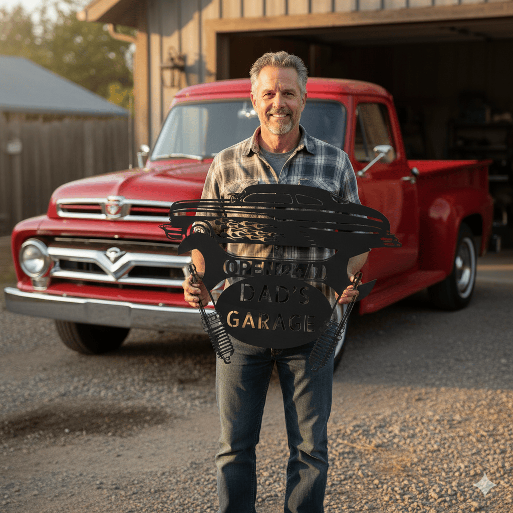 Personalized Hot Rod Garage Sign | Custom METAL Workshop Wall Art