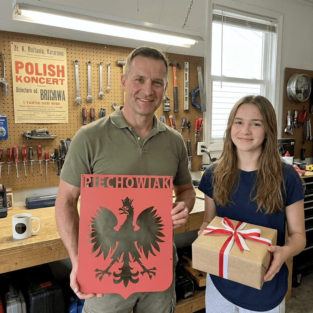 Personalized Polish Eagle Family Name Metal Wall Art