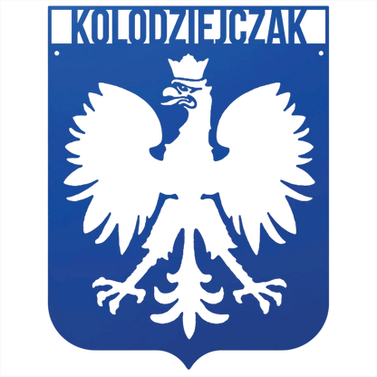 Blue / 12 Personalized Polish Eagle Metal Wall Art with Custom Family Name