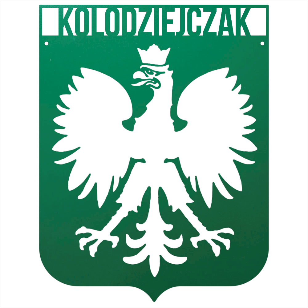 Green / 12 Personalized Polish Eagle Metal Wall Art with Custom Family Name