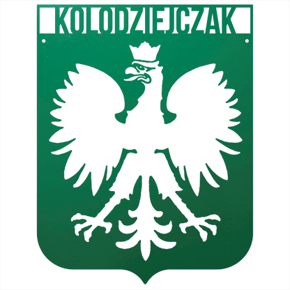 Green / 12 Personalized Polish Eagle Metal Wall Art with Custom Family Name