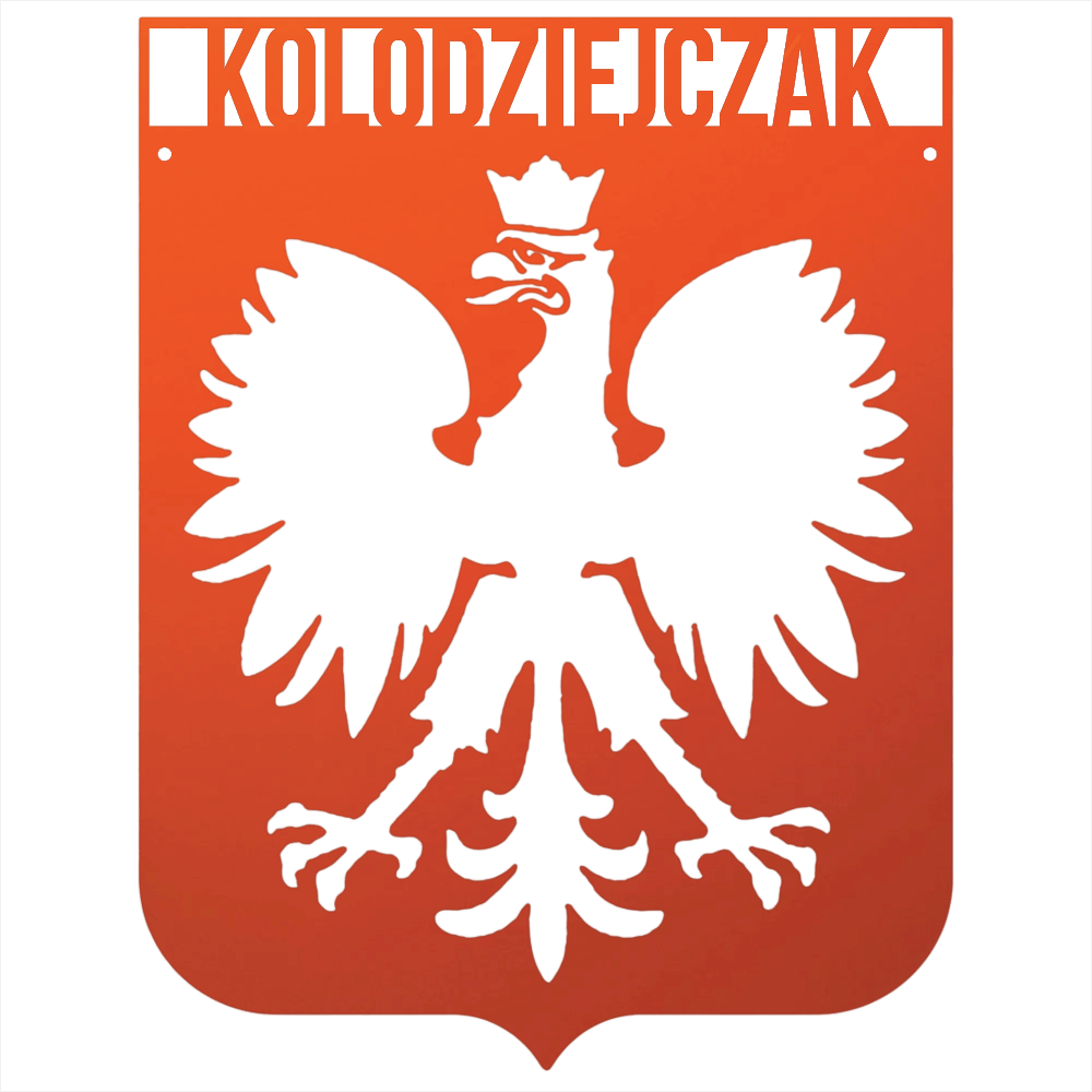 Orange / 12 Personalized Polish Eagle Metal Wall Art with Custom Family Name