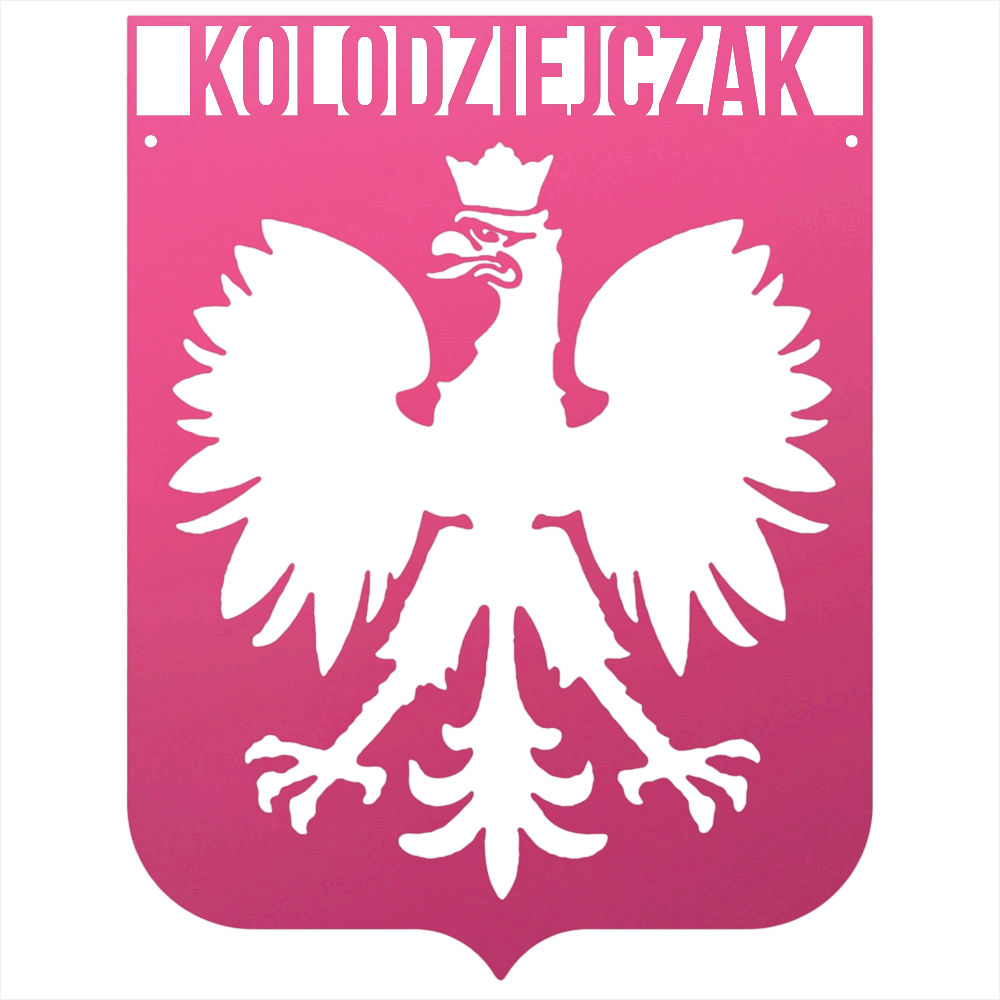 Pink / 12 Personalized Polish Eagle Metal Wall Art with Custom Family Name