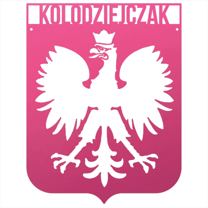 Pink / 12 Personalized Polish Eagle Metal Wall Art with Custom Family Name