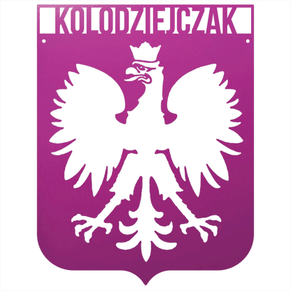 Purple / 12 Personalized Polish Eagle Metal Wall Art with Custom Family Name
