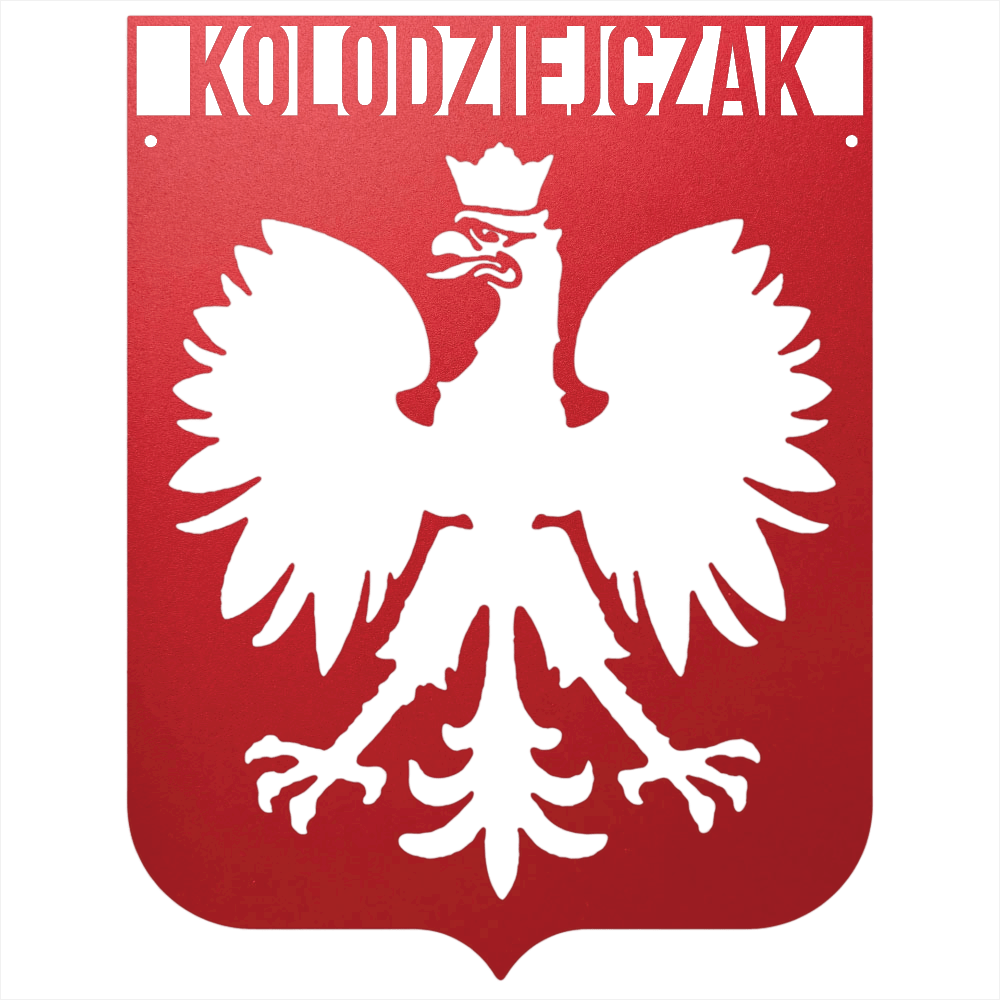 Red / 12 Personalized Polish Eagle Metal Wall Art with Custom Family Name