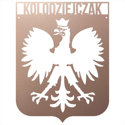 Rose / 12 Personalized Polish Eagle Metal Wall Art with Custom Family Name