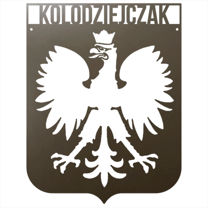 Stone / 12 Personalized Polish Eagle Metal Wall Art with Custom Family Name