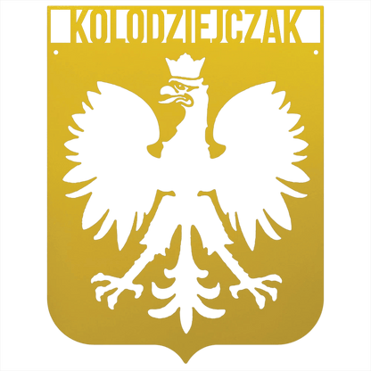 Yellow / 12 Personalized Polish Eagle Metal Wall Art with Custom Family Name