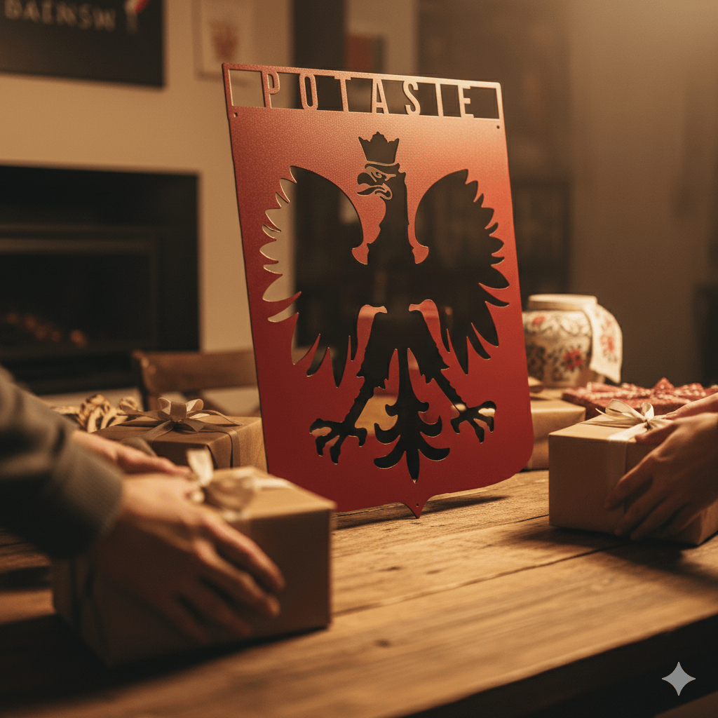 Red / 12 Personalized Polish Eagle Steel Sign: Monogram Home Decor, poland Lover Gift