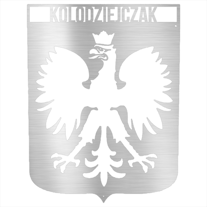 Silver / 12 Personalized Polish Eagle Steel Sign: Monogram Home Decor, poland Lover Gift