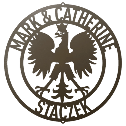 Personalized Polish Eagle Wall Art | Custom Family Name Steel Emblem