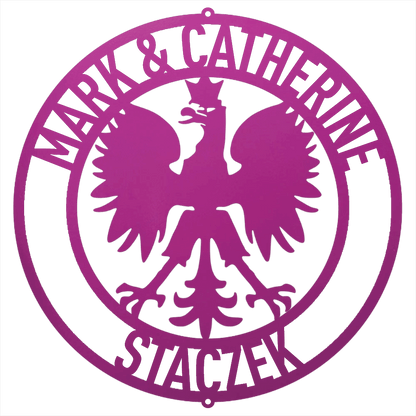 Personalized Polish Eagle Wall Art | Custom Family Name Steel Emblem