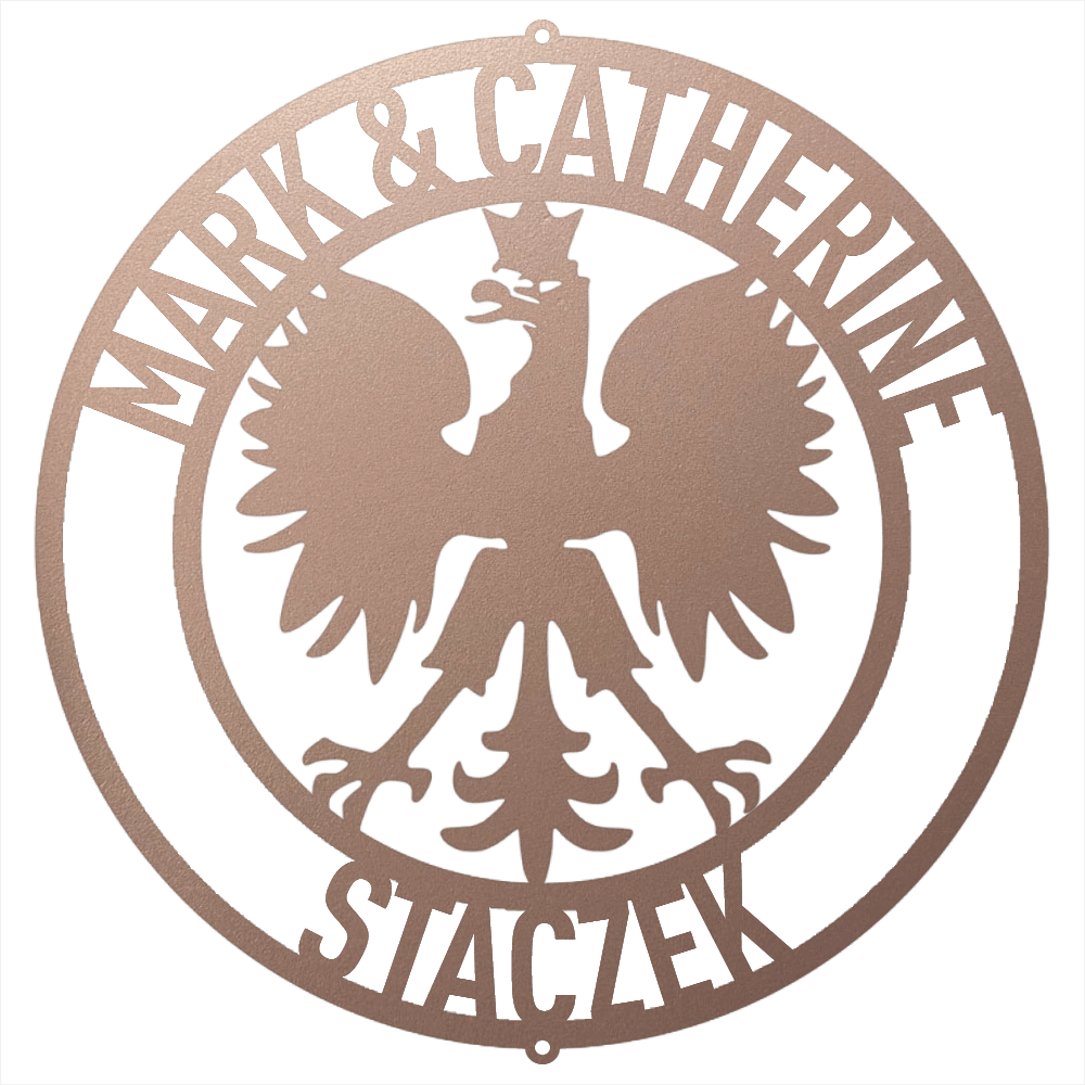 Personalized Polish Eagle Wall Art | Custom Family Name Steel Emblem