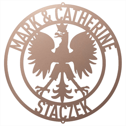 Personalized Polish Eagle Wall Art | Custom Family Name Steel Emblem