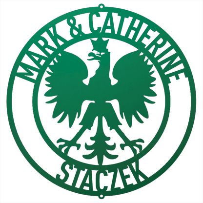 Personalized Polish Eagle Wall Art | Custom Family Name Steel Emblem