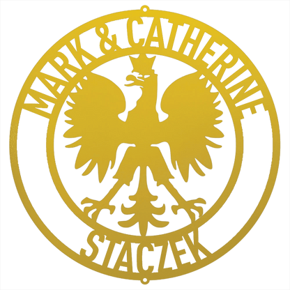 Personalized Polish Eagle Wall Art | Custom Family Name Steel Emblem