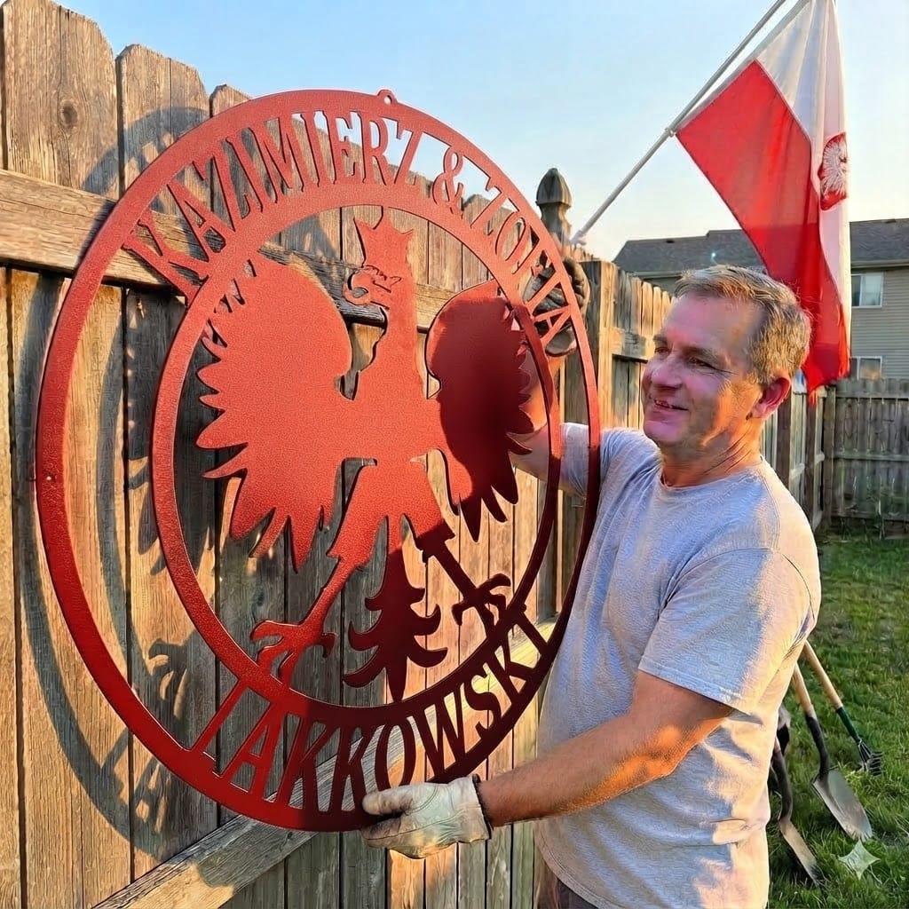 Personalized Polish Falcon Sign | Family Name Steel Wall Art