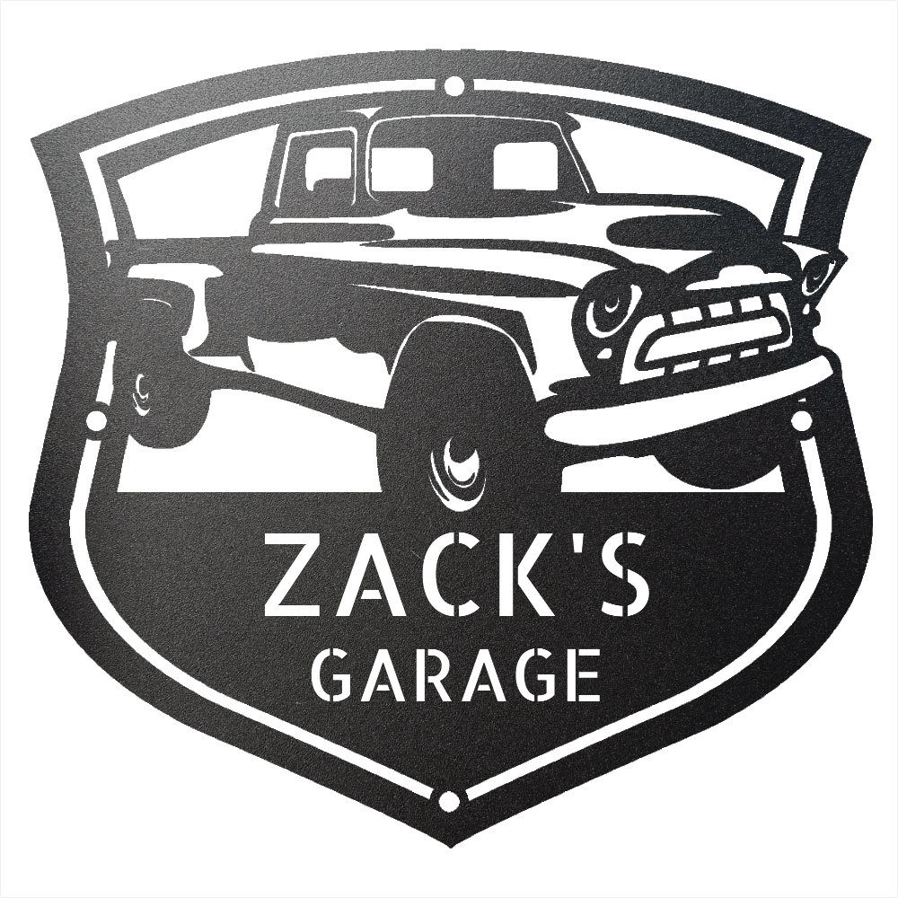 Steel Sign Black / 12 1955–57 Chevy 3100 Garage Sign – Personalized Classic Truck Metal Wall Art