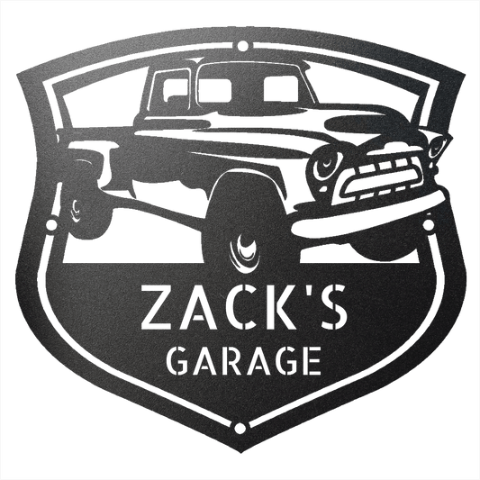 Steel Sign Black / 12 1955–57 Chevy 3100 Garage Sign – Personalized Classic Truck Metal Wall Art