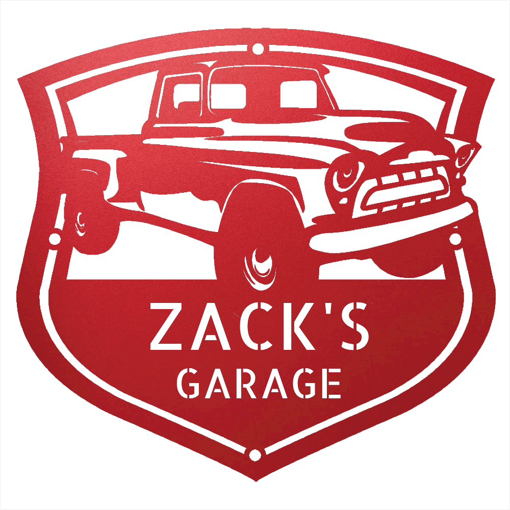 Steel Sign Red / 12 1955–57 Chevy 3100 Garage Sign – Personalized Classic Truck Metal Wall Art