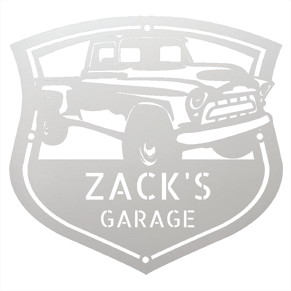 Steel Sign White / 12 1955–57 Chevy 3100 Garage Sign – Personalized Classic Truck Metal Wall Art