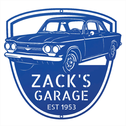 Steel Sign Blue / 12 1963 Corvair Hardtop Garage Sign | Personalized Gift for Car Lovers