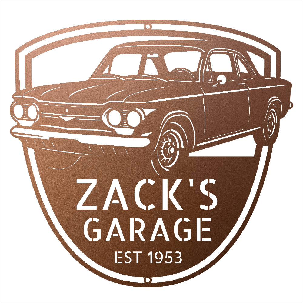 Steel Sign Copper / 12 1963 Corvair Hardtop Garage Sign | Personalized Gift for Car Lovers
