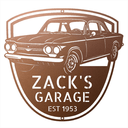 Steel Sign Copper / 12 1963 Corvair Hardtop Garage Sign | Personalized Gift for Car Lovers