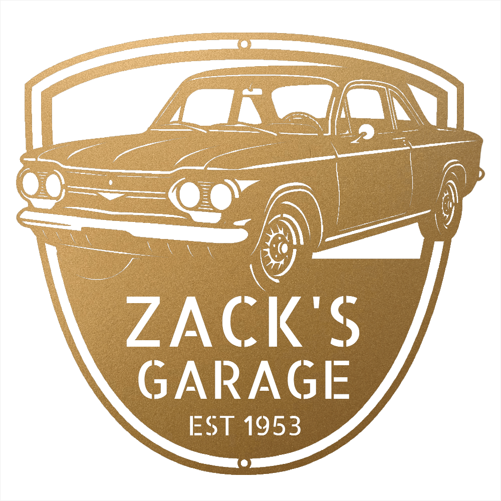 Steel Sign Gold / 12 1963 Corvair Hardtop Garage Sign | Personalized Gift for Car Lovers