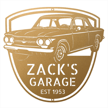 Steel Sign Gold / 12 1963 Corvair Hardtop Garage Sign | Personalized Gift for Car Lovers
