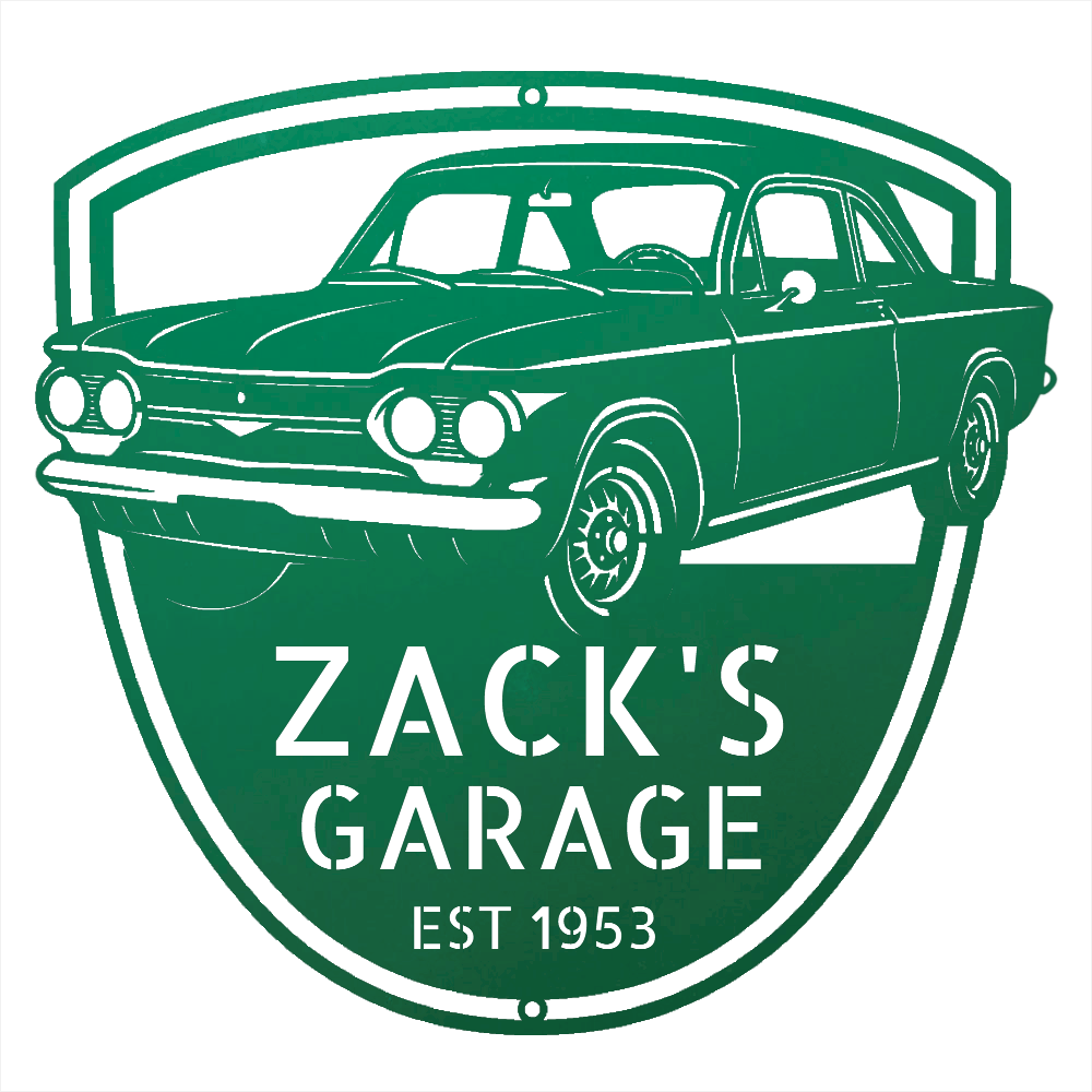 Steel Sign Green / 12 1963 Corvair Hardtop Garage Sign | Personalized Gift for Car Lovers