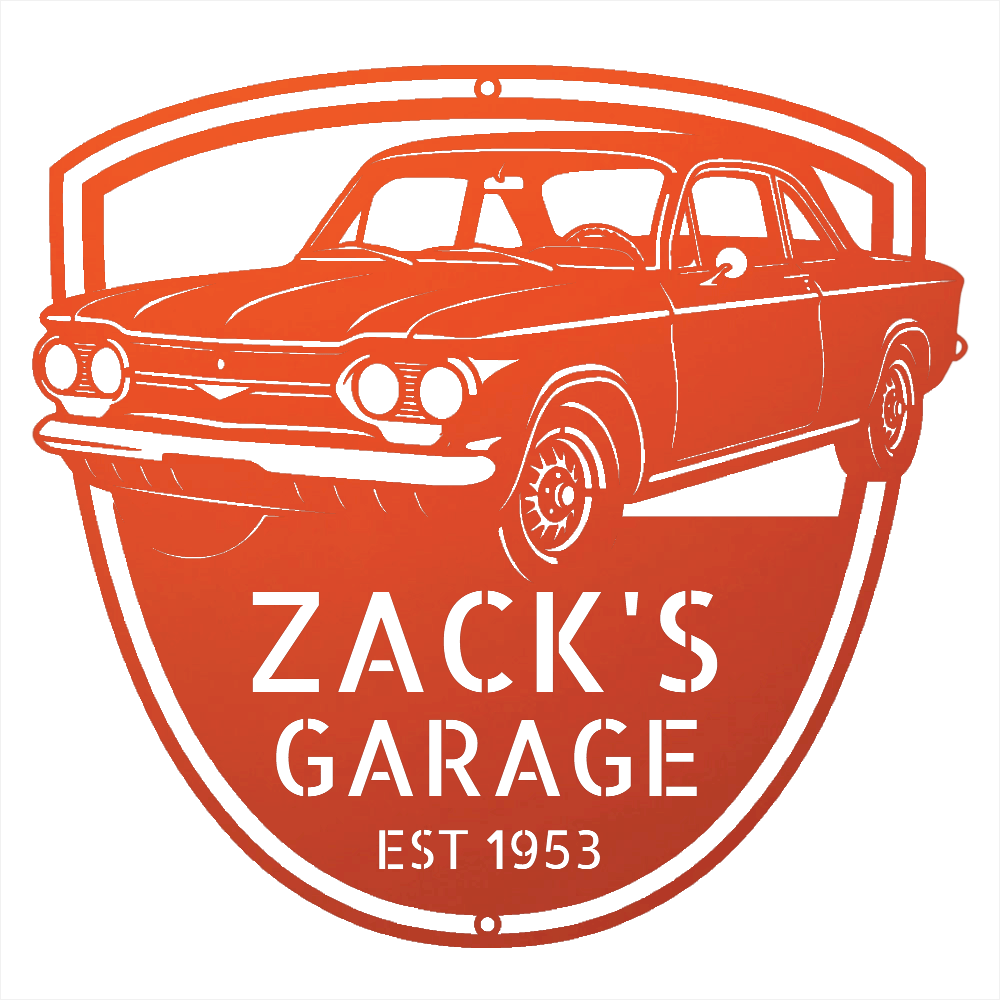 Steel Sign Orange / 12 1963 Corvair Hardtop Garage Sign | Personalized Gift for Car Lovers